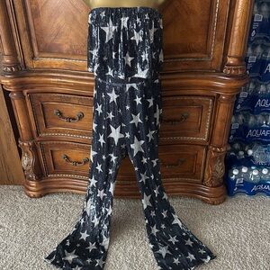 Black & White Star Print Strapless Jumpsuit